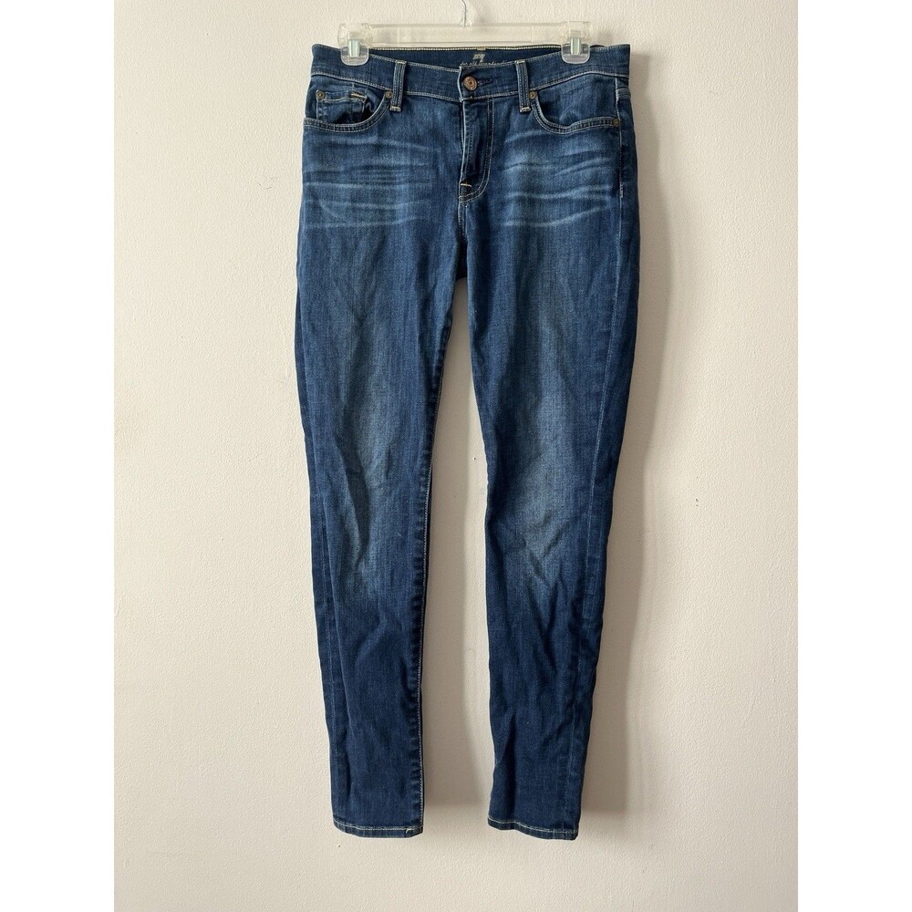 7 For All Mankind Jeans Womens 28 Blue Gwenivere Skinny Distressed Denim Stretch